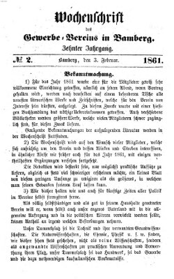 Wochenschrift des Gewerbe-Vereins Bamberg Sonntag 3. Februar 1861