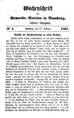 Wochenschrift des Gewerbe-Vereins Bamberg Sonntag 17. Februar 1861