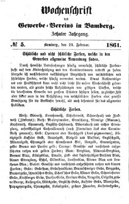 Wochenschrift des Gewerbe-Vereins Bamberg Sonntag 24. Februar 1861