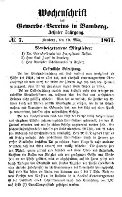 Wochenschrift des Gewerbe-Vereins Bamberg Sonntag 10. März 1861