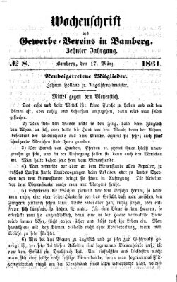 Wochenschrift des Gewerbe-Vereins Bamberg Sonntag 17. März 1861