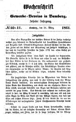 Wochenschrift des Gewerbe-Vereins Bamberg Sonntag 31. März 1861