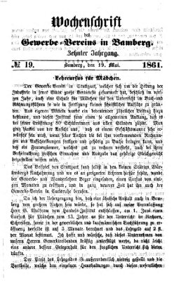 Wochenschrift des Gewerbe-Vereins Bamberg Sonntag 19. Mai 1861