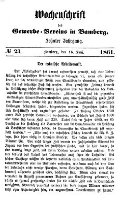 Wochenschrift des Gewerbe-Vereins Bamberg Sonntag 16. Juni 1861