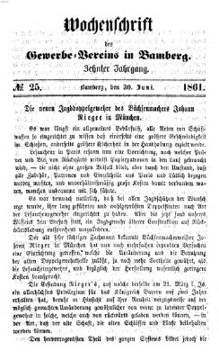 Wochenschrift des Gewerbe-Vereins Bamberg Sonntag 30. Juni 1861