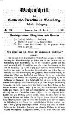 Wochenschrift des Gewerbe-Vereins Bamberg Samstag 13. Juli 1861