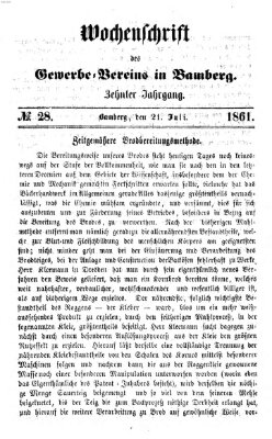 Wochenschrift des Gewerbe-Vereins Bamberg Sonntag 21. Juli 1861