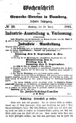 Wochenschrift des Gewerbe-Vereins Bamberg Sonntag 28. Juli 1861