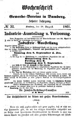 Wochenschrift des Gewerbe-Vereins Bamberg Sonntag 18. August 1861