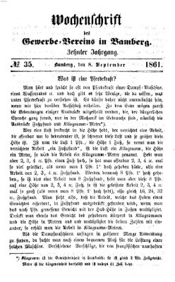 Wochenschrift des Gewerbe-Vereins Bamberg Sonntag 8. September 1861