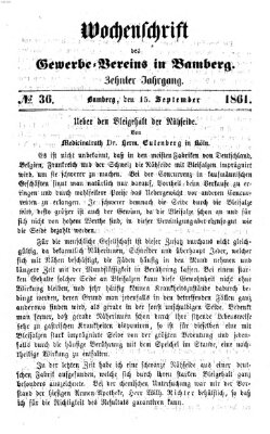 Wochenschrift des Gewerbe-Vereins Bamberg Sonntag 15. September 1861