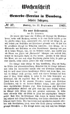 Wochenschrift des Gewerbe-Vereins Bamberg Sonntag 22. September 1861