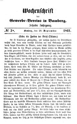 Wochenschrift des Gewerbe-Vereins Bamberg Sonntag 29. September 1861