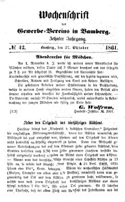 Wochenschrift des Gewerbe-Vereins Bamberg Sonntag 27. Oktober 1861