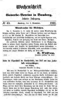 Wochenschrift des Gewerbe-Vereins Bamberg Sonntag 3. November 1861