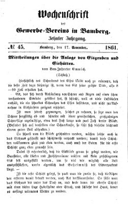 Wochenschrift des Gewerbe-Vereins Bamberg Sonntag 17. November 1861