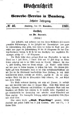 Wochenschrift des Gewerbe-Vereins Bamberg Sonntag 24. November 1861