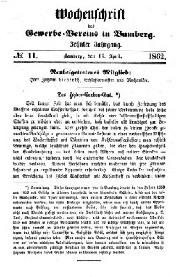 Wochenschrift des Gewerbe-Vereins Bamberg Samstag 19. April 1862