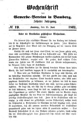 Wochenschrift des Gewerbe-Vereins Bamberg Sonntag 15. Juni 1862