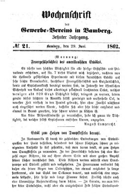 Wochenschrift des Gewerbe-Vereins Bamberg Sonntag 29. Juni 1862