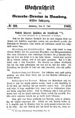 Wochenschrift des Gewerbe-Vereins Bamberg Sonntag 6. Juli 1862