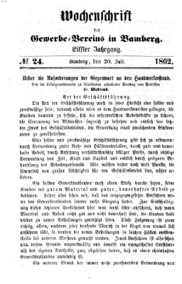 Wochenschrift des Gewerbe-Vereins Bamberg Sonntag 20. Juli 1862