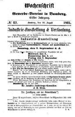 Wochenschrift des Gewerbe-Vereins Bamberg Sonntag 10. August 1862