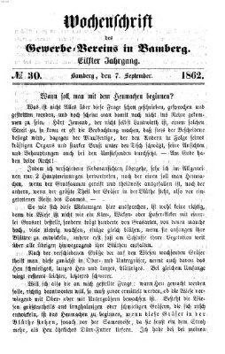 Wochenschrift des Gewerbe-Vereins Bamberg Sonntag 7. September 1862