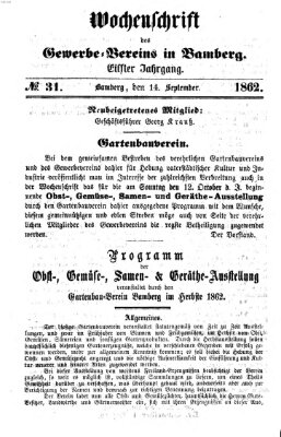 Wochenschrift des Gewerbe-Vereins Bamberg Sonntag 14. September 1862