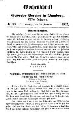 Wochenschrift des Gewerbe-Vereins Bamberg Sonntag 28. September 1862