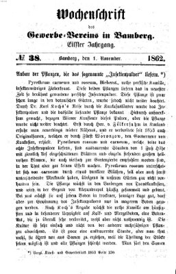 Wochenschrift des Gewerbe-Vereins Bamberg Samstag 1. November 1862