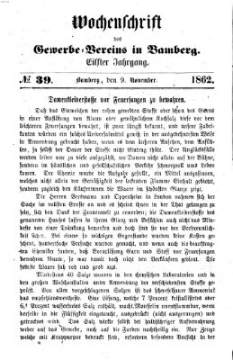 Wochenschrift des Gewerbe-Vereins Bamberg Sonntag 9. November 1862