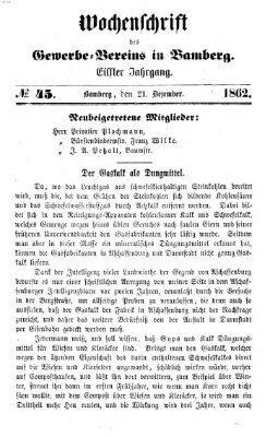 Wochenschrift des Gewerbe-Vereins Bamberg Sonntag 21. Dezember 1862