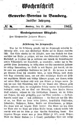 Wochenschrift des Gewerbe-Vereins Bamberg Sonntag 15. März 1863