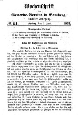 Wochenschrift des Gewerbe-Vereins Bamberg Sonntag 5. April 1863