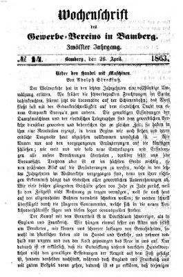 Wochenschrift des Gewerbe-Vereins Bamberg Sonntag 26. April 1863