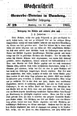 Wochenschrift des Gewerbe-Vereins Bamberg Sonntag 31. Mai 1863