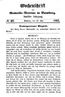 Wochenschrift des Gewerbe-Vereins Bamberg Sonntag 26. Juli 1863