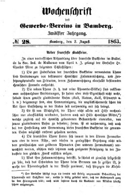 Wochenschrift des Gewerbe-Vereins Bamberg Sonntag 2. August 1863