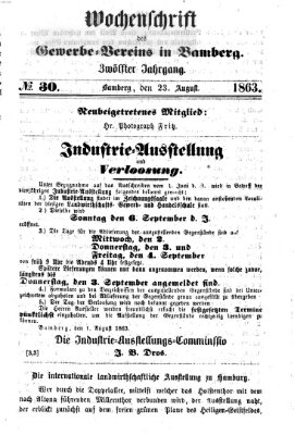 Wochenschrift des Gewerbe-Vereins Bamberg Sonntag 23. August 1863