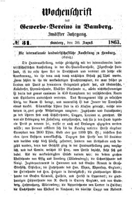 Wochenschrift des Gewerbe-Vereins Bamberg Sonntag 30. August 1863