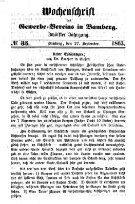 Wochenschrift des Gewerbe-Vereins Bamberg Sonntag 27. September 1863