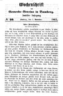 Wochenschrift des Gewerbe-Vereins Bamberg Sonntag 1. November 1863