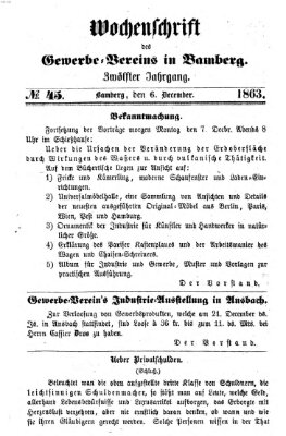 Wochenschrift des Gewerbe-Vereins Bamberg Sonntag 6. Dezember 1863