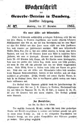 Wochenschrift des Gewerbe-Vereins Bamberg Sonntag 27. Dezember 1863