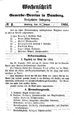 Wochenschrift des Gewerbe-Vereins Bamberg Sonntag 31. Januar 1864