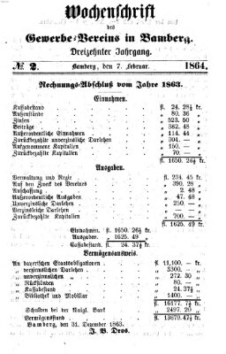 Wochenschrift des Gewerbe-Vereins Bamberg Sonntag 7. Februar 1864