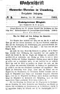 Wochenschrift des Gewerbe-Vereins Bamberg Sonntag 28. Februar 1864