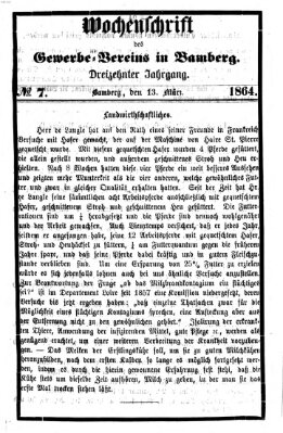 Wochenschrift des Gewerbe-Vereins Bamberg Sonntag 13. März 1864