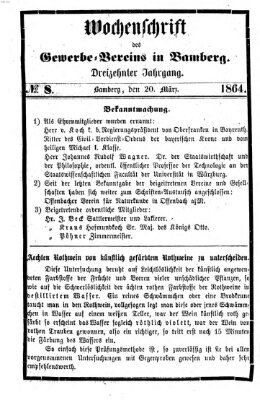 Wochenschrift des Gewerbe-Vereins Bamberg Sonntag 20. März 1864